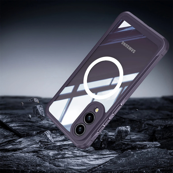 Θήκη για Samsung Galaxy S25 Edge, Shockproof, με γυαλί, για MagSafe, μωβ