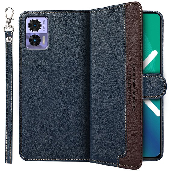 Θήκη με πτερύγιο για Motorola Edge 30 Neo 5G, KHAZNEH RFID, Dual Color, μπλε