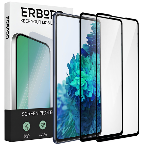 2x Μετριασμένο γυαλί για Samsung Galaxy S20 FE, ERBORD 3D πλήρης οθόνη