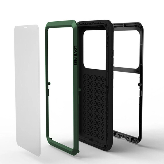 Love Mei Θήκη για Samsung Galaxy S20 Ultra, armored with glass, πράσινη