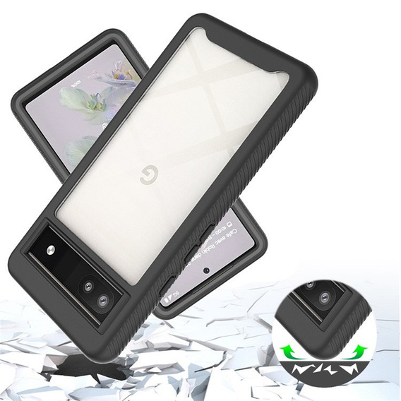 Θήκη για Google Pixel 6a, Shockproof, με μεμβράνη, μαύρη