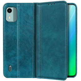 Θήκη για Nokia C12, Wallet Litchi Leather, πράσινη