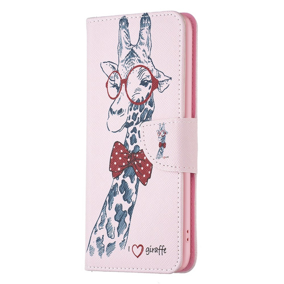 Θήκη με πτερύγιο για Motorola Moto G54 5G, Wallet, giraffe, ροζ
