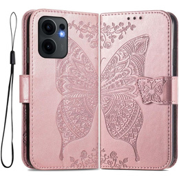 Θήκη με πτερύγιο για Oppo Reno 13F / Oppo Reno 13FS, Butterfly, ροζ rose gold