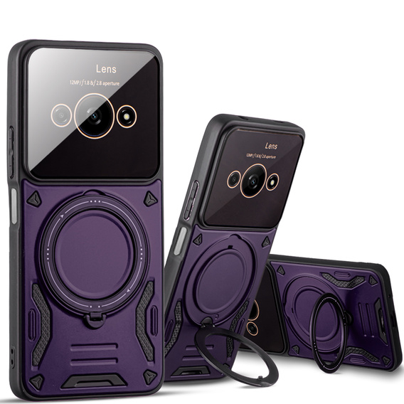 Θωρακισμένη θήκη για Xiaomi Redmi A3, Magnetic Ring, μωβ