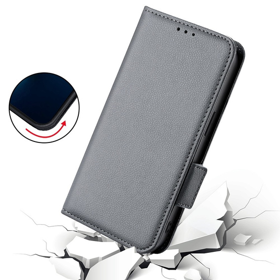 Θήκη με πτερύγιο για Xiaomi Redmi Note 12 5G / POCO X5 5G, Wallet Litchi Magnet, γκρι