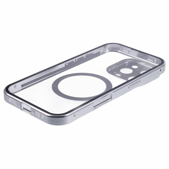 Μαγνητική θήκη MagSafe Dual Glass για iPhone 16 Pro Max, ασημένια