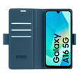 Θήκη για Samsung Galaxy A16, ERBORD Glossy Litchi, πορτοφόλι με πτερύγιο, μπλε