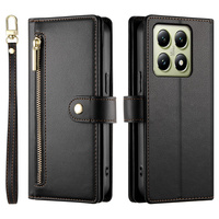 Θήκη με πτερύγιο για Xiaomi 14T, Wallet Zipper Pocket, μαύρη