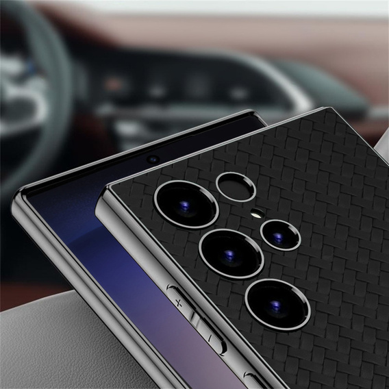 Θήκη για Samsung Galaxy S23 Ultra, GKK Woven Leather, μαύρη