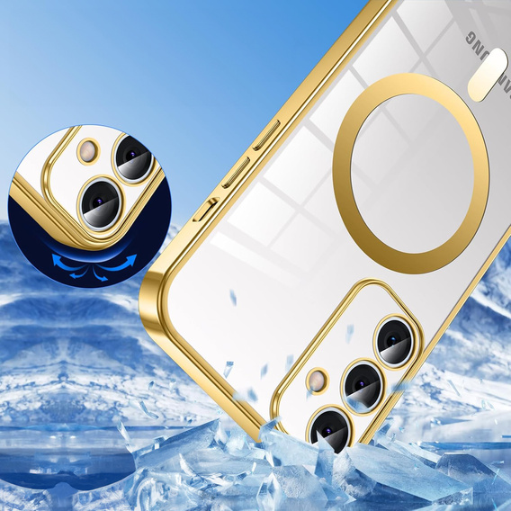 Θήκη για Samsung Galaxy S25, Electro MagSafe, χρυσή + κορδόνι