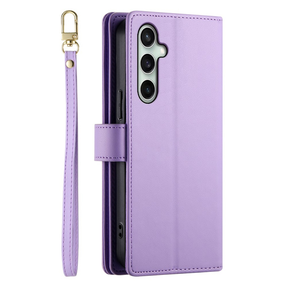 Θήκη με πτερύγιο για Samsung Galaxy S24 FE, Wallet Zipper Pocket, μωβ