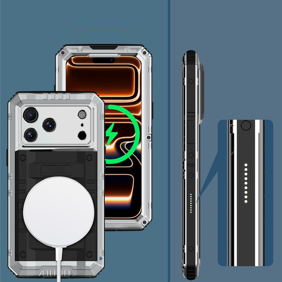 Αδιάβροχη θήκη IP68 για iPhone 17 Pro Max, ασημί
