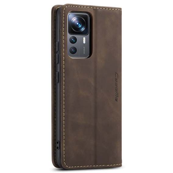 θήκη CASEME για Xiaomi 12T / 12T Pro, Leather Wallet Case, καφέ