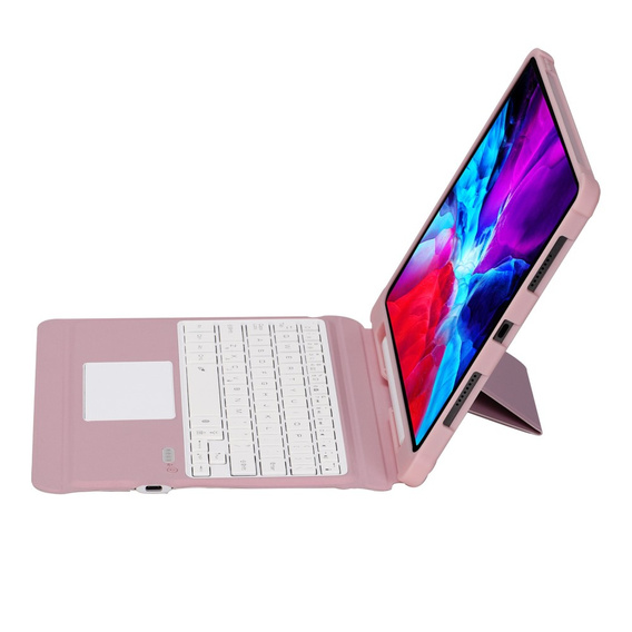 Θήκη + πληκτρολόγιο iPad Air 4 / 5 2020 / 2022 10.9, TouchPad, ροζ rose gold