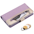 θήκη πτερύγιο για Samsung Galaxy S22+ Plus 5G, Wallet Pocket Zipper Lace, μωβ