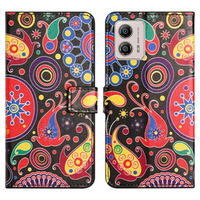 Θήκη με πτερύγιο για Motorola Moto G73 5G, Wallet, colorful jellyfish, μαύρη