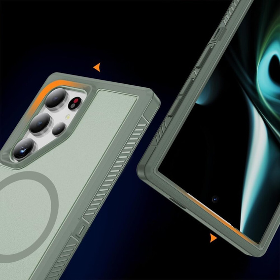 Θήκη με πλαίσιο για Samsung Galaxy S23 Ultra, για MagSafe, πράσινη