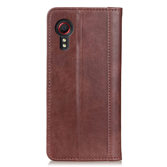 Θήκη για Samsung Galaxy Xcover 7, Wallet Litchi Leather, καφέ
