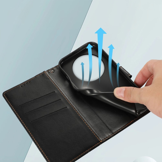 Θήκη με πτερύγιο για Realme 12 Pro 5G / 12 Pro+ 5G, Leather Line Wallet, μαύρη