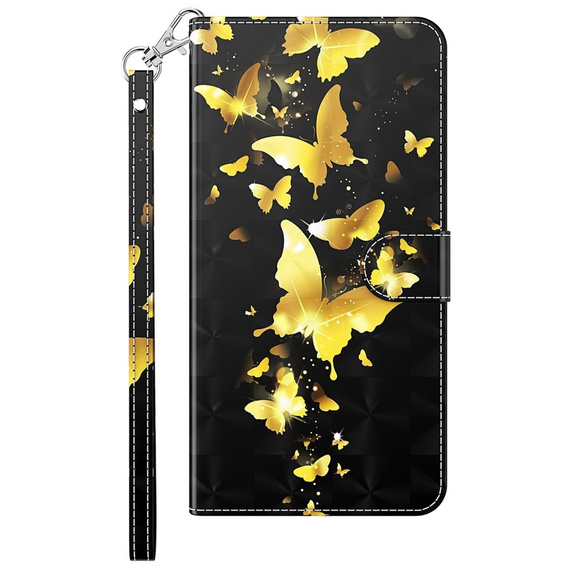 Θήκη με πτερύγιο για Oppo A17, Wallet, Butterflies χρυσή