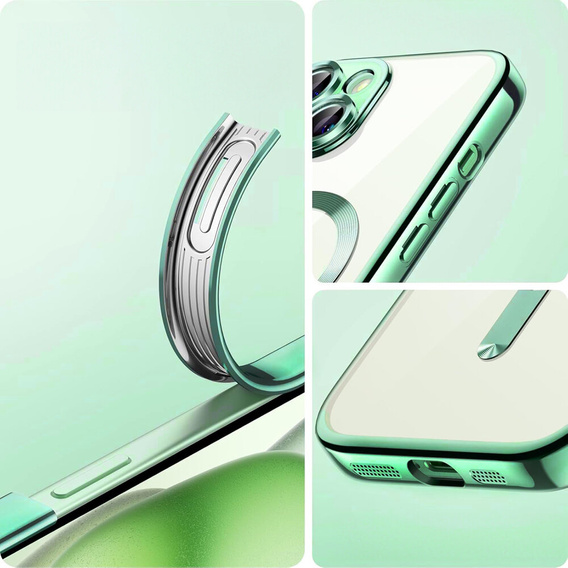Θήκη για iPhone 15, Electro MagSafe, πράσινη + Γυαλί για την οθόνη