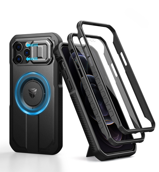 Θωρακισμένη θήκη για iPhone 12 / iPhone 12 Pro, Dexnor CamProtect MagSafe, μαύρη (Δύο πλαίσια)