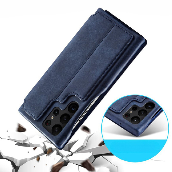 Θήκη με πτερύγιο για Samsung Galaxy S23 Ultra, ERBORD Retro, μπλε