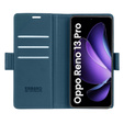Θήκη για Oppo Reno 13 Pro, ERBORD Glossy Litchi, πορτοφόλι με πτερύγιο, μπλε