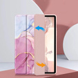 Θήκη για Samsung Galaxy Tab S10 Lite / S10 FE / S9 FE, Smartcase Hybrid, με χώρο για γραφίδα, Marble ροζ