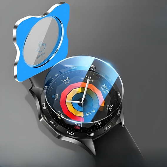 2x ERBORD μετριασμένο γυαλί για Huawei Watch GT 5 46mm, με πλαίσιο τοποθέτησης