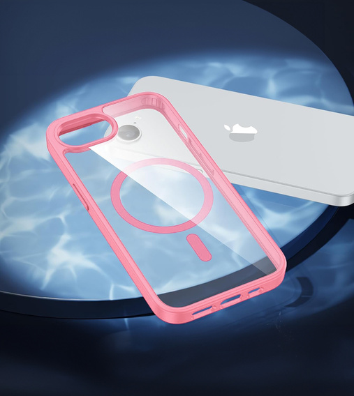 Μαγνητική θήκη για iPhone 16E, MagSafe, ροζ + σκληρυμένο γυαλί 9H