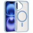 Θήκη για iPhone 16, για MagSafe, ERBORD Μatt Case, διαφανής / μπλε + Γυαλί οθόνης
