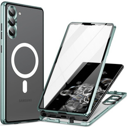 Μαγνητική θήκη MagSafe Dual Glass για Samsung Galaxy S23+ Plus, πράσινη