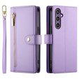 Θήκη με πτερύγιο για Samsung Galaxy S25, Wallet Zipper Pocket, μωβ