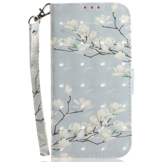 Θήκη με πτερύγιο για Oppo A60, Wallet, Magnolia Flowers γκρι