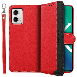 Θήκη με πτερύγιο για Motorola Moto G73 5G, KHAZNEH RFID, κόκκινη / μαύρη