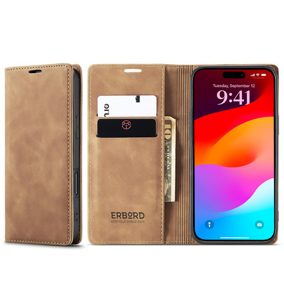 ERBORD Vintage θήκη - flip πορτοφόλι για iPhone 17 Pro Max