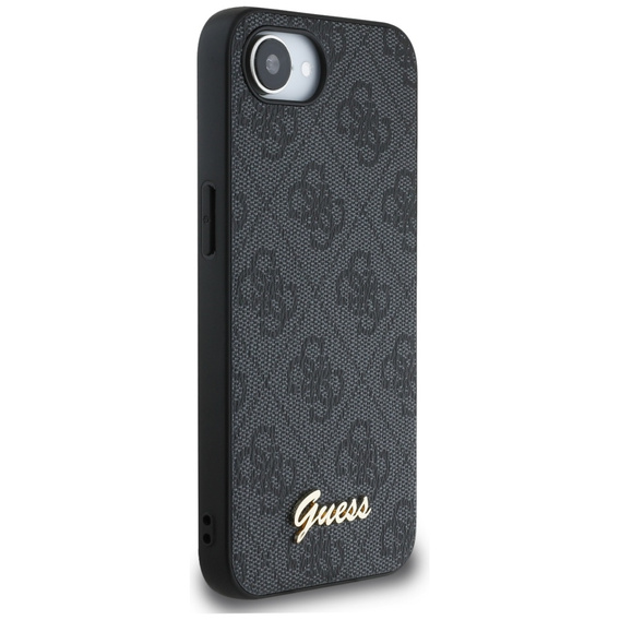 GUESS Θήκη για iPhone 16E, 4G Metal Gold Logo, μαύρη