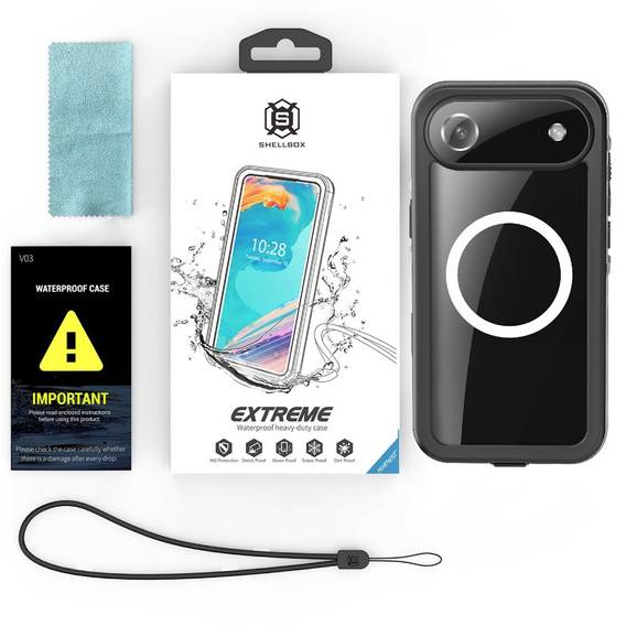 Θήκη για iPhone Air, αδιάβροχη IP68, SHELLBOX MagSafe, μαύρο