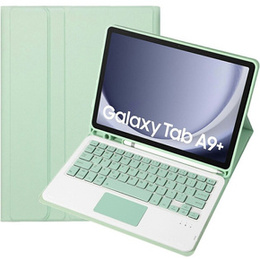 Θήκη + πληκτρολόγιο Samsung Galaxy Tab A9+, Leather Pen Slot TouchPad, ανοιχτή πράσινη