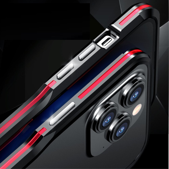 Θήκη LUPHIE για iPhone 14 Pro, Armor Bumper, μαύρο / κόκκινο
