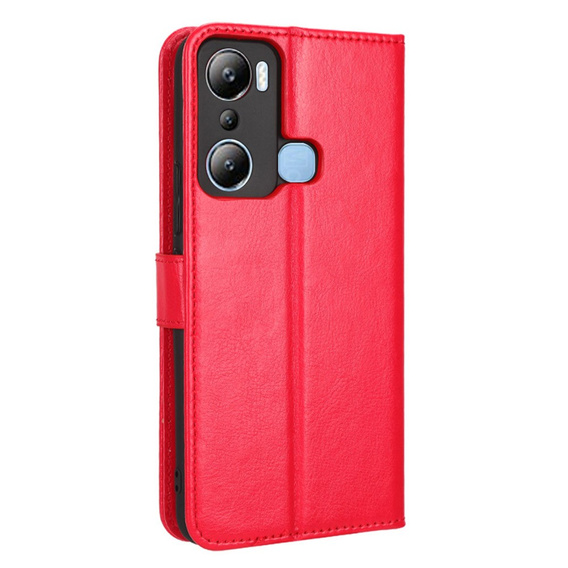 Θήκη με πτερύγιο για Infinix Hot 20i, Crazy Horse Wallet, κόκκινη