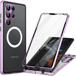 Μαγνητική θήκη MagSafe Dual Glass για Samsung Galaxy S22 Ultra, μωβ