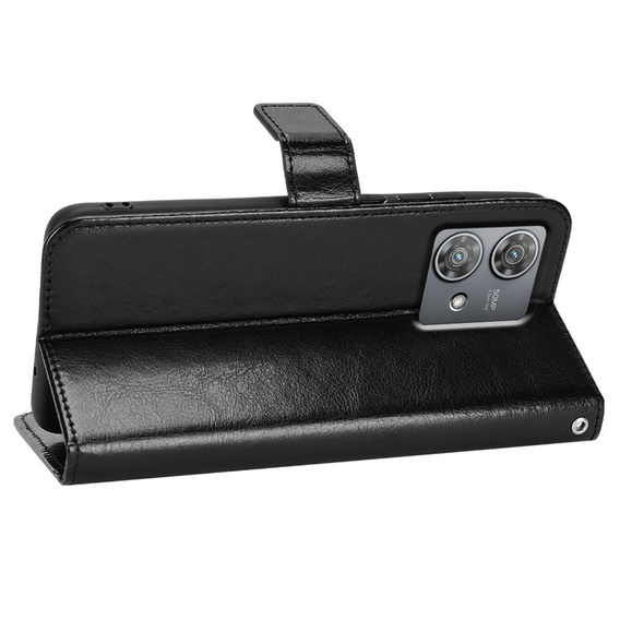 Θήκη με πτερύγιο για Motorola Edge 40 Neo, Crazy Horse Wallet, μαύρη