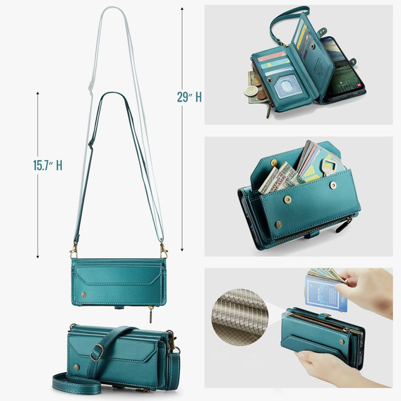 Θήκη πορτοφολιού με κλειδαριά και λουράκια για Samsung Galaxy A17 5G - πράσινο