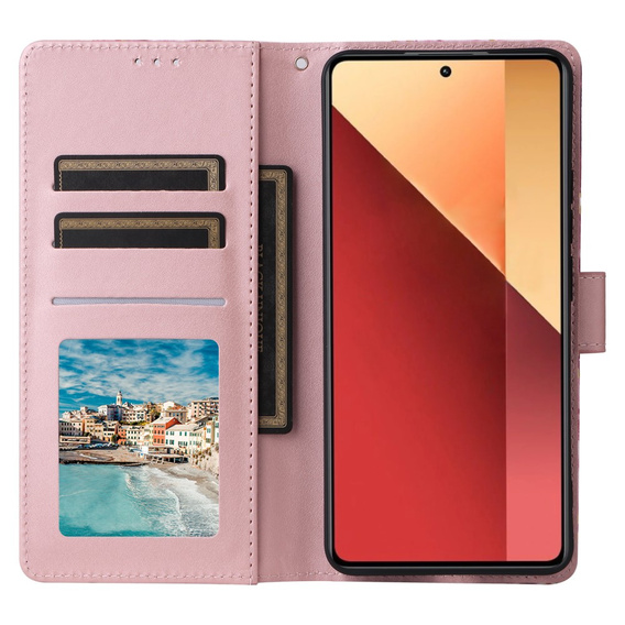Θήκη με πτερύγιο για Xiaomi Redmi Note 13 Pro 4G / Xiaomi Redmi Note 14S / Xiaomi Poco M6 Pro 4G, Wallet, Marble μωβ