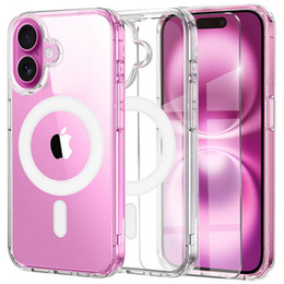 Μαγνητική θήκη MagSafe για iPhone 16 Plus, ERBORD CrystalMag, διαφανής + Γυαλί οθόνης