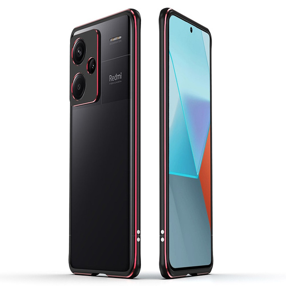 Θήκη για Xiaomi Redmi Note 13 Pro+, Armor Bumper, με κάλυμμα φακού, μαύρο / κόκκινο