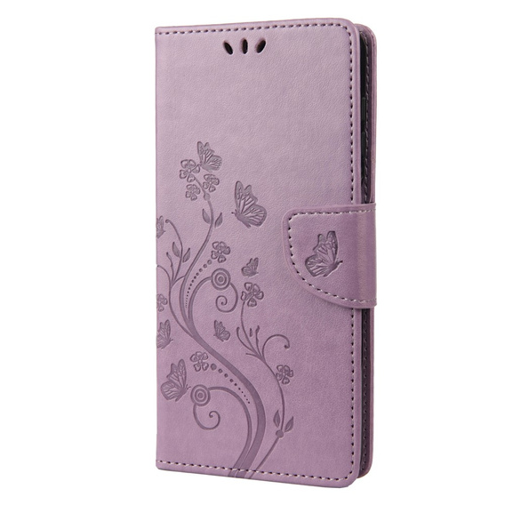 Θήκη με πτερύγιο για Oppo A17, Butterfly, μωβ